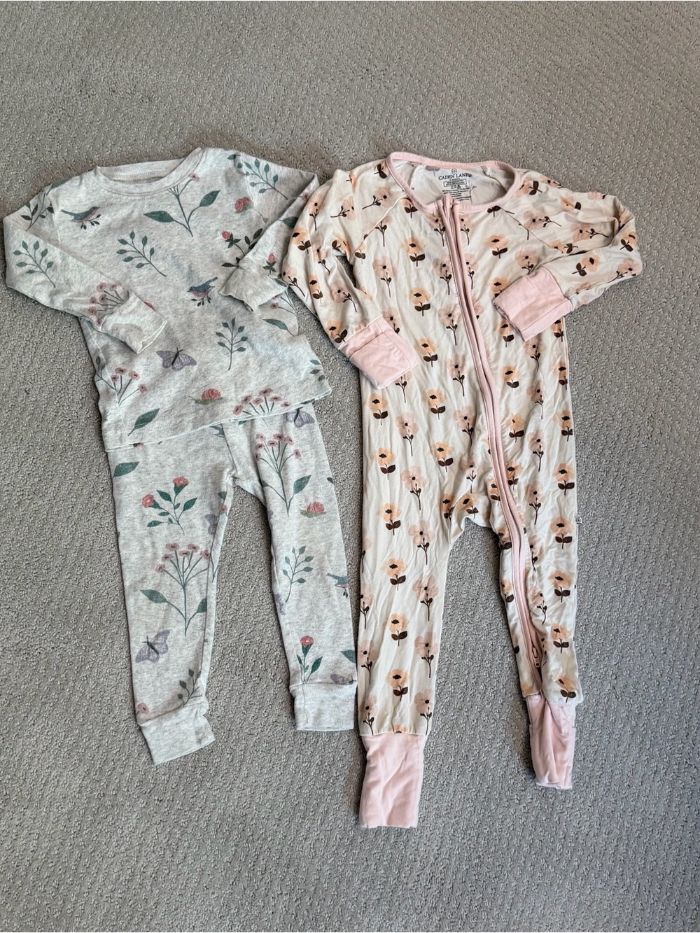 18m Caden Lane Floral Zipper Footless Sleeper and Just One You Floral Cotton Set